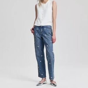 And Now This Pearl-Embellished Straight-Leg Jeans - Size 31 Petite NWG